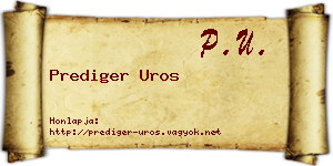 Prediger Uros névjegykártya